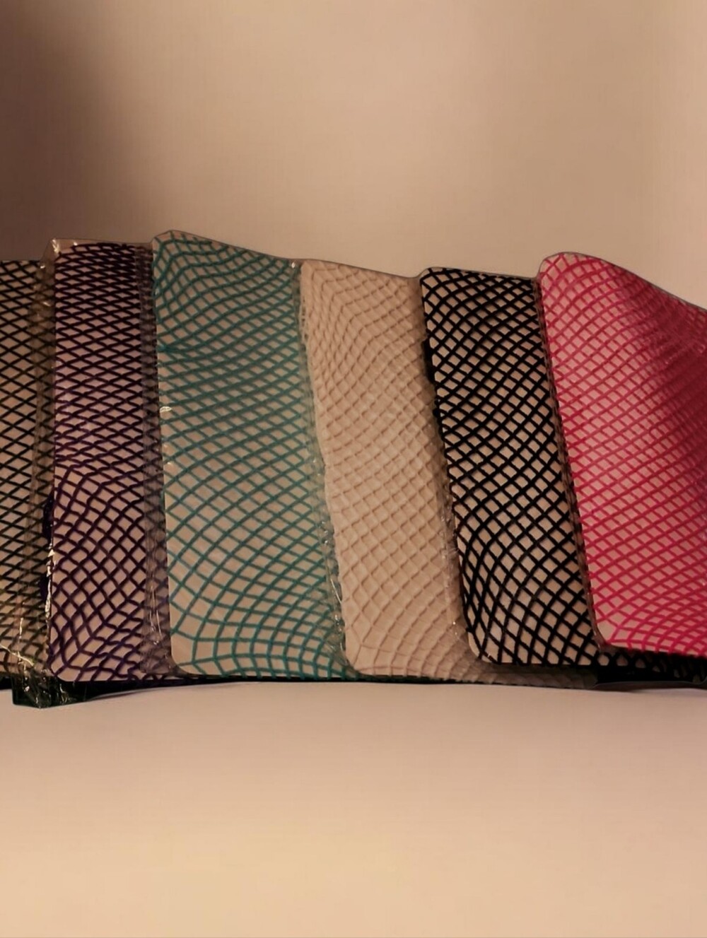 6 Color Plus Size Fishnet Set-Black White Teal Purple Hot Pink & Forest Green